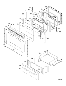 DOOR-DRAWER Diagram and Parts List for JCBP670ST1SS  General Electric Range