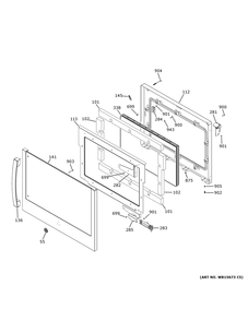 Lower Door Diagram and Parts List for PTD700RSN3SS  General Electric Wall Oven