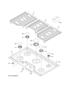 CONTROL PANEL & COOKTOP Diagram and Parts List for JGP5030SL1SS  General Electric Cooktop