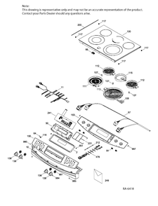 CONTROL PANEL & COOKTOP Diagram and Parts List for JCS630DF2BB  General Electric Range