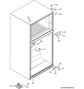 Case Parts Diagram and Parts List for GTH20SBBASS  General Electric Refrigerator