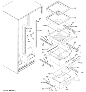 FRESH FOOD SHELVES Diagram and Parts List for GSH25JGDEBB  General Electric Refrigerator