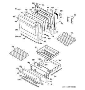 Door & Drawer Parts Diagram and Parts List for CS980ST6SS  General Electric Range