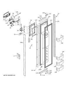 Freezer Door Diagram and Parts List for ZISB420DNKII  General Electric Refrigerator