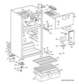 CABINET Diagram and Parts List for RMQ80UB1D  General Electric Refrigerator