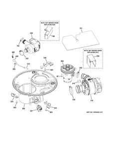 SUMP & MOTOR MECHANISM Diagram and Parts List for ZDT870SMF5GS  General Electric Dishwasher