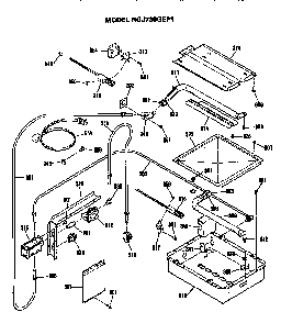 Broiler And Oven Burner Section Diagram and Parts List for RGJ736GEP1BG  Hotpoint Range