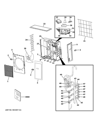 Room Air Conditioner Diagram and Parts List for 3U24EH2VHA  General Electric Air Conditioner