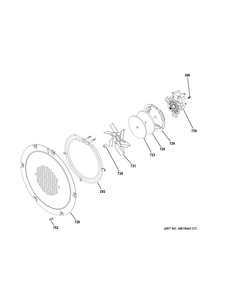 CONVECTION FAN Diagram and Parts List for P2S930SEL1SS  General Electric Range