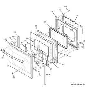 DOOR Diagram and Parts List for JB350DF2WW  General Electric Range