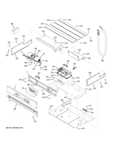 CONTROL PANEL Diagram and Parts List for PT7050DF7BB  General Electric Wall Oven