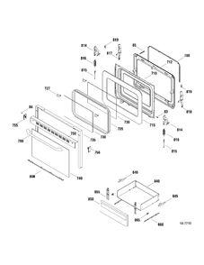 DOOR & DRAWER Diagram and Parts List for 147210  General Electric Range