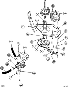 MOTOR & PUMP Diagram and Parts List for GW7000KW127  General Electric Washer