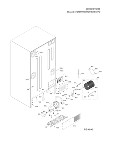 SEALED SYSTEM AND MOTHER BOARD Diagram and Parts List for GDRC3KBYKRBB  General Electric Refrigerator
