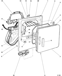 CABINET FRONT & DOOR Diagram and Parts List for 62148418  General Electric Dryer