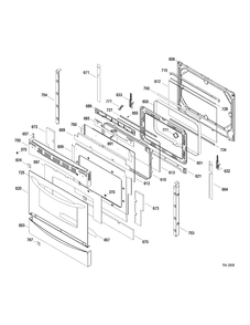DOOR Diagram and Parts List for PCS968SR1SS  General Electric Range