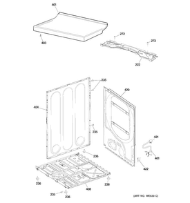 Cabinet & Top Panel Diagram and Parts List for GTDP450GD1WS  General Electric Dryer