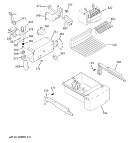 Ice Maker And Dispenser Diagram and Parts List for GSE23GYPFCFS  General Electric Refrigerator