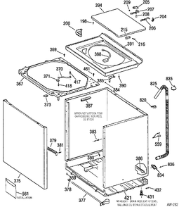 CABINET Diagram and Parts List for GWSE3160A0WW  General Electric Washer