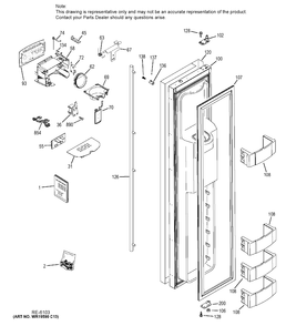 FREEZER DOOR Diagram and Parts List for ZISS360DHASS  General Electric Refrigerator