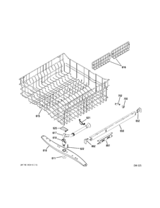 UPPER RACK Diagram and Parts List for ZBD6920P30SS  General Electric Dishwasher