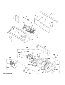 Backsplash, Blower And Motor Assembly Diagram and Parts List for GTD84ECPN2DG  General Electric Dryer