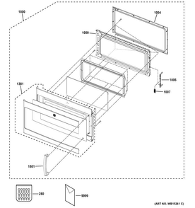 Door Parts Diagram and Parts List for PSA9240SF2SS  General Electric Microwave