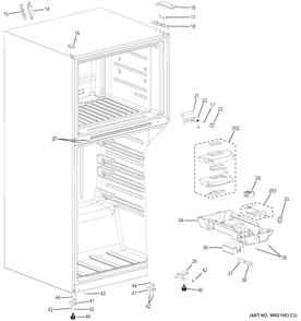 Fresh Food Section Diagram and Parts List for GIE21GTHCBB  General Electric Refrigerator