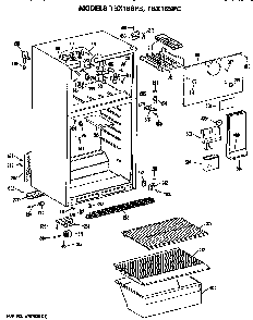Cabinet Diagram and Parts List for TBX16SPCRAD  General Electric Refrigerator