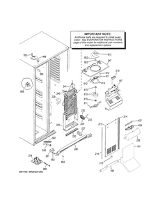 FREEZER SECTION Diagram and Parts List for GSE25HGHJHWW  General Electric Refrigerator