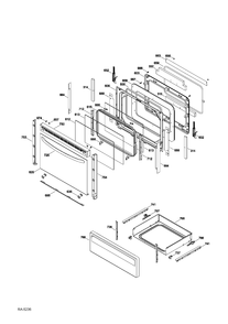 DOOR & DRAWER Diagram and Parts List for JCB530DF1BB  General Electric Range