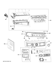 Controls And Dispenser Diagram and Parts List for PFW870SSV0WW  General Electric Washer