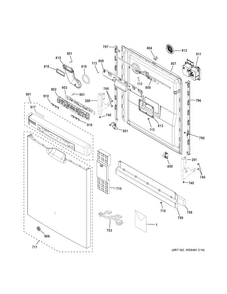 Escutcheon & Door Assembly Diagram and Parts List for GDF570SGJ0CC  General Electric Dishwasher