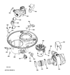 SUMP & MOTOR MECHANISM Diagram and Parts List for ZDT800SPF0SS  General Electric Dishwasher