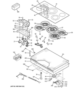 Part Location Diagram of WB24X47166 GE SWITCH INFINITE CONTROL