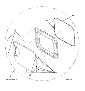 DOOR ASSEMBLY Diagram and Parts List for C978-97222210  General Electric Washer