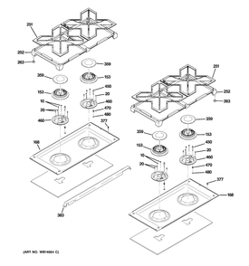 COOKTOP Diagram and Parts List for ZDP484LGP7SS  General Electric Range
