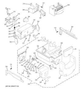 Ice Maker & Dispenser Diagram and Parts List for GSS23HGHBCBB  General Electric Refrigerator