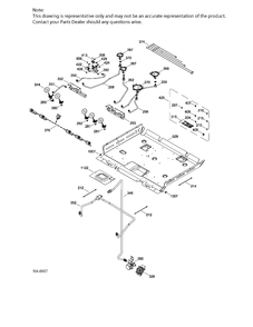 GAS & BURNER PARTS Diagram and Parts List for PC2S920EEJ3ES  General Electric Range
