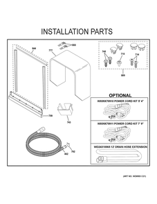 Installation Parts Diagram and Parts List for CDT875P2NBS1  General Electric Dishwasher