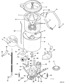 MOTOR / TUB Diagram and Parts List for 52750 MLC275CW1 General Electric Washer