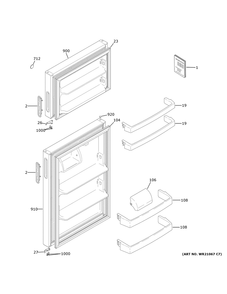 Doors Diagram and Parts List for GPE17CTNFRWW  General Electric Refrigerator