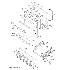 Door & Drawer Parts Diagram and Parts List for JGBS60GEF1SA  General Electric Range