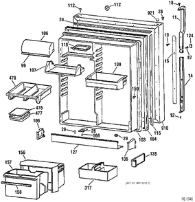 REFRIGERATOR DOOR Diagram and Parts List for TBX22PRBSRWW  General Electric Refrigerator