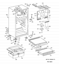 CABINET Diagram and Parts List for MTH18GBT2RWW  General Electric Refrigerator