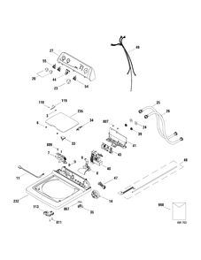 CONTROLS & COVER Diagram and Parts List for MERE1065H1WW  General Electric Washer
