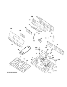 Control Panel & Cooktop Diagram and Parts List for JGB760EEF1ES  General Electric Range