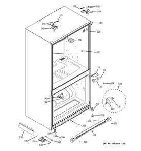 CASE PARTS Diagram and Parts List for ZFGB21HZJSS  General Electric Refrigerator