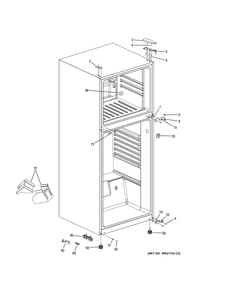 Case Parts Diagram and Parts List for GPE12FGKCWW  General Electric Refrigerator
