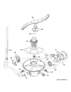 Motor, Sump And Filter Assembly Diagram and Parts List for GDT535PGR6WW  General Electric Dishwasher